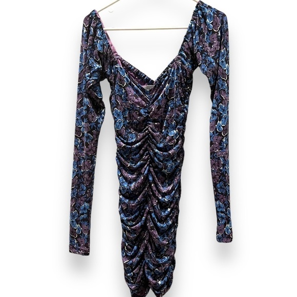 ROTATE | BIRGER CHRISTENSEN Floral Printed Halterneck Ruched Mini Dress | Small - Picture 14 of 16